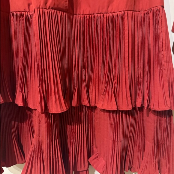 Derek Lam 10 Crosby - Sterling Long Sleeve Pleated Mini Dress in Rhubarb - Picture 6 of 10